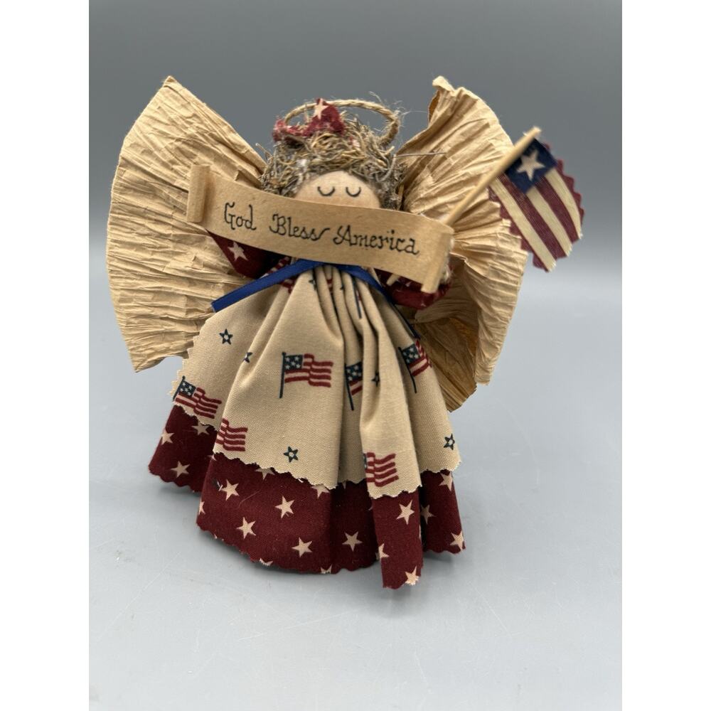 His Kampis Kraft 1997 Patriotic Angel God Bless America Decor